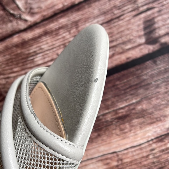 ZARA | Grey faux leather mesh high heel mules sandals - Picture 11 of 12